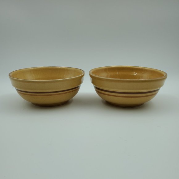Pfaltzgraff America Soup Cereal Bowls 009 Brown Stripes Dessert Bowls - Picture 1 of 5